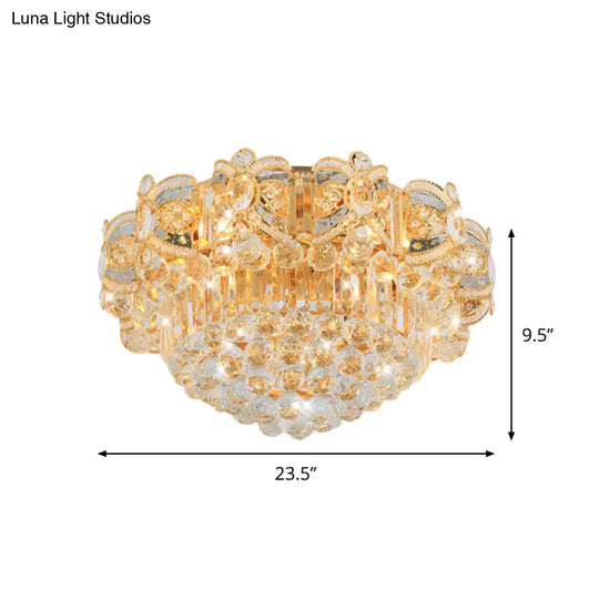 Contemporary Gold Led Crystal Ball Ceiling Flush Mount Light - 16/23.5 Width