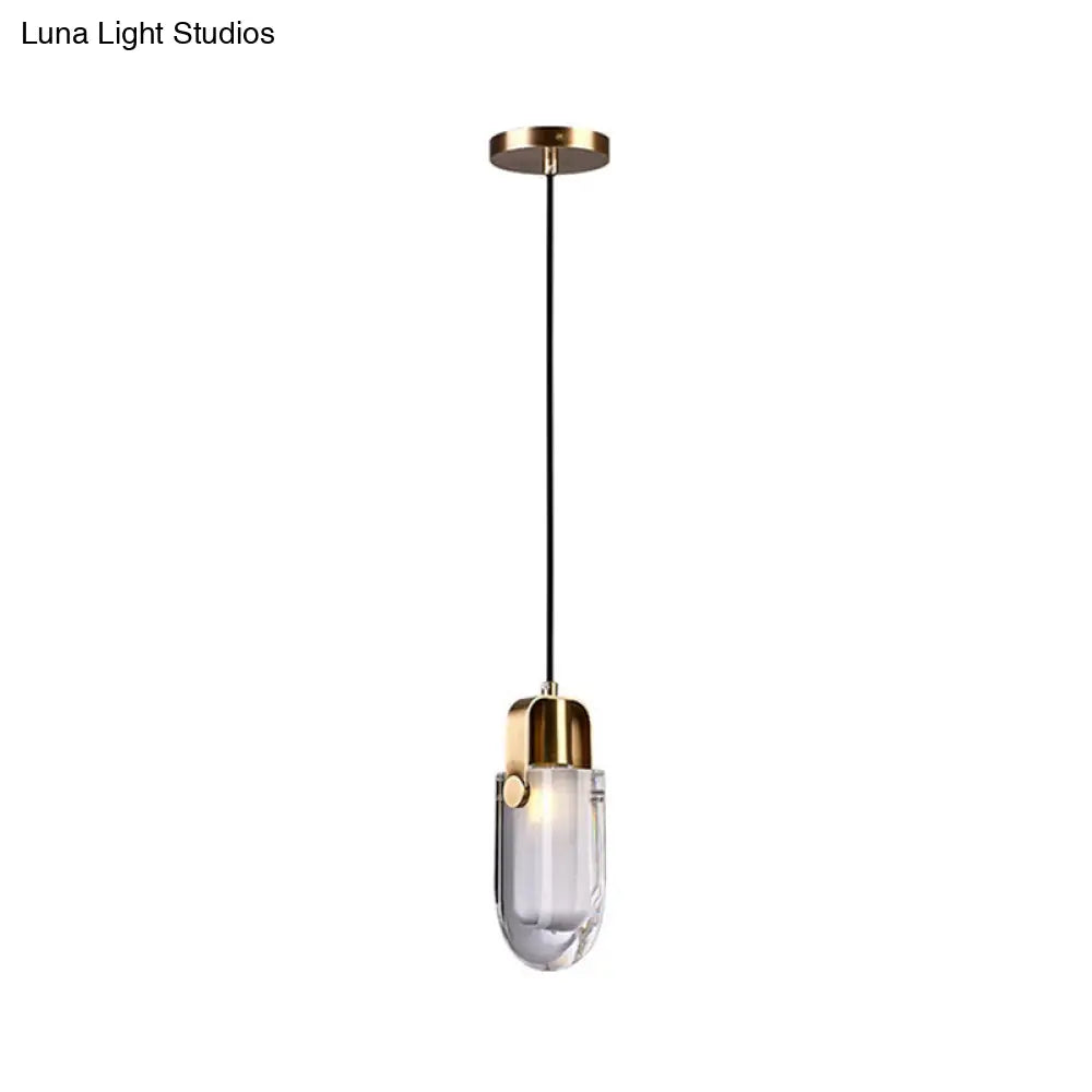 Contemporary Gold Droplet Crystal Pendant Led Ceiling Light / White