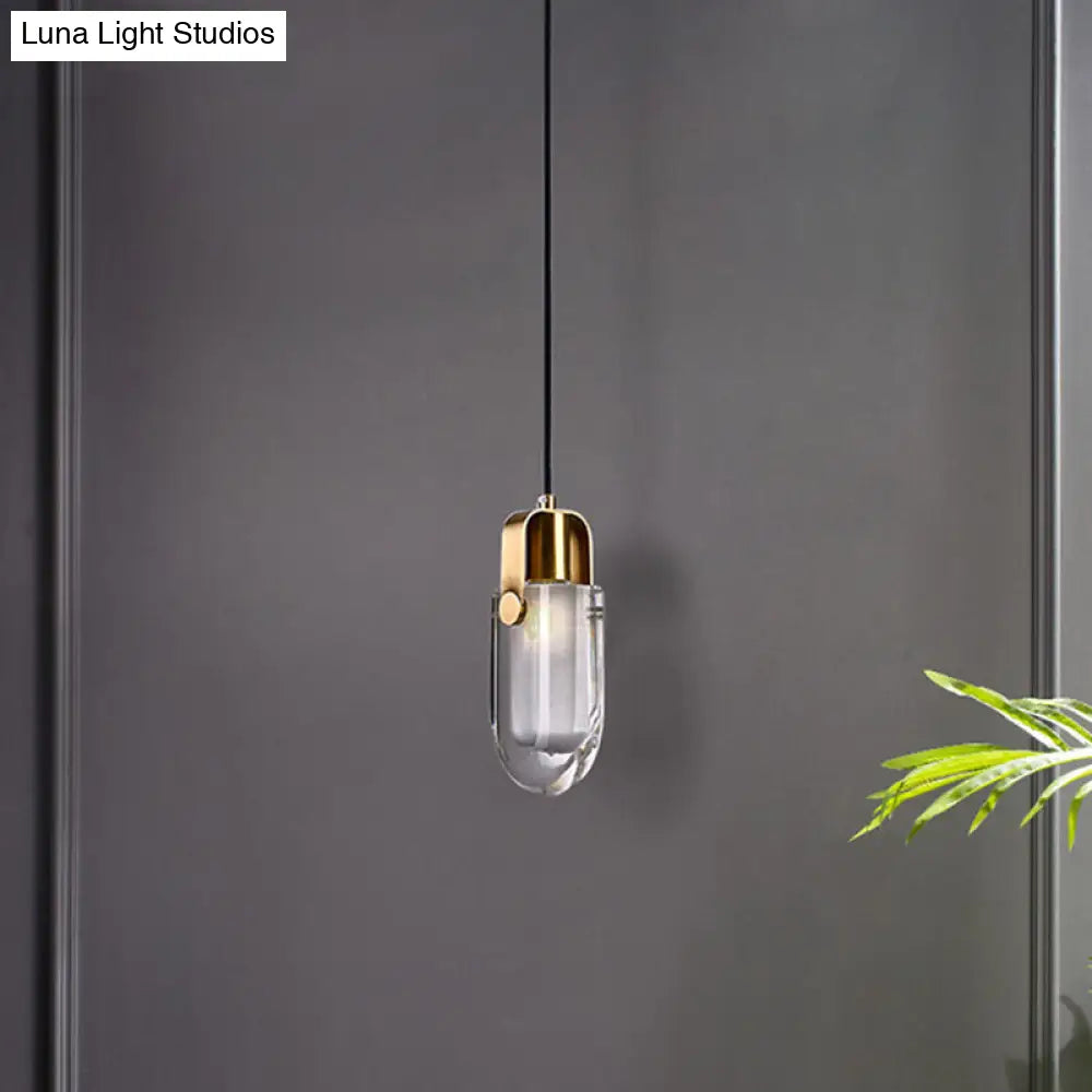 Contemporary Gold Droplet Crystal Pendant Led Ceiling Light