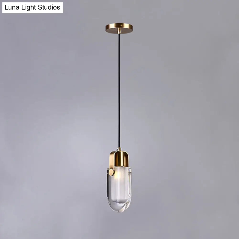 Contemporary Gold Droplet Crystal Pendant Led Ceiling Light