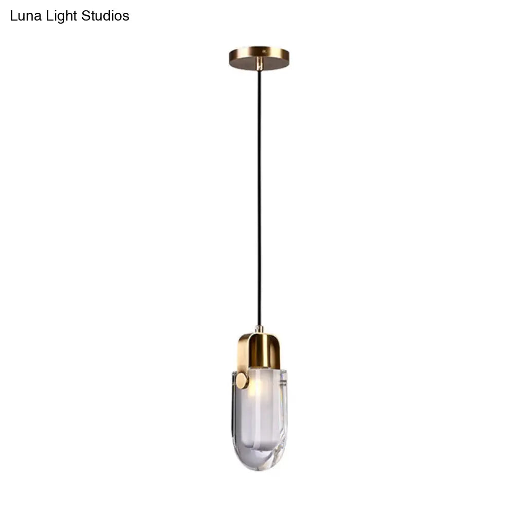 Contemporary Gold Droplet Crystal Pendant Led Ceiling Light