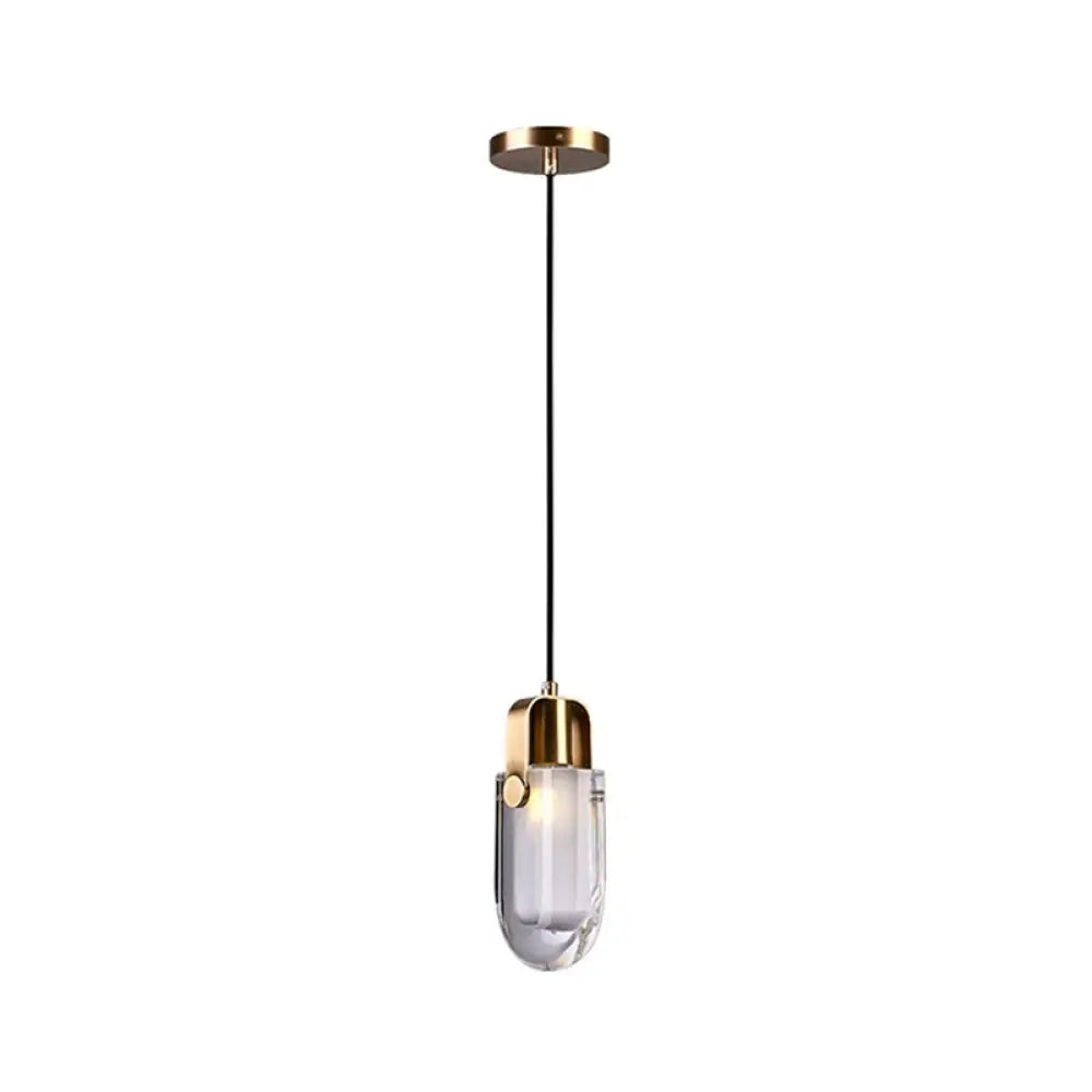 Contemporary Gold Led Crystal Pendant Ceiling Light / White