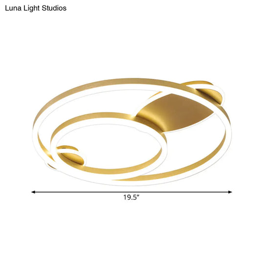Contemporary Gold Led Flush Mount Bedroom Lighting - 16/19.5 Wide Ring Acrylic Shade In Warm/White