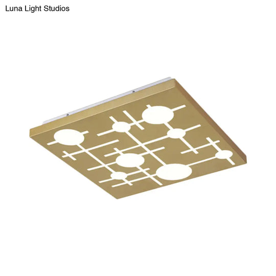 Contemporary Gold Led Flush Mount Ceiling Fixture With Acrylic Pattern And Warm/White Light