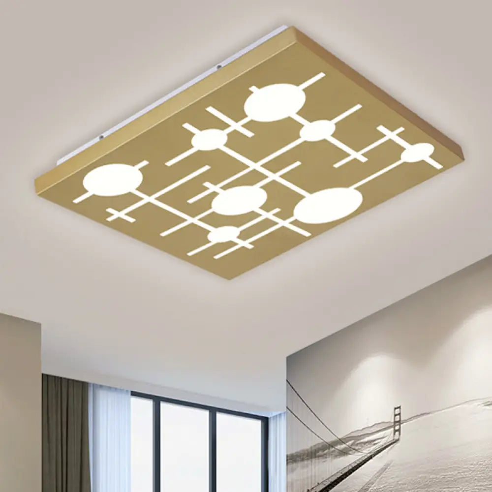 Contemporary Gold Led Flush Mount Ceiling Fixture With Acrylic Pattern And Warm/White Light / Warm