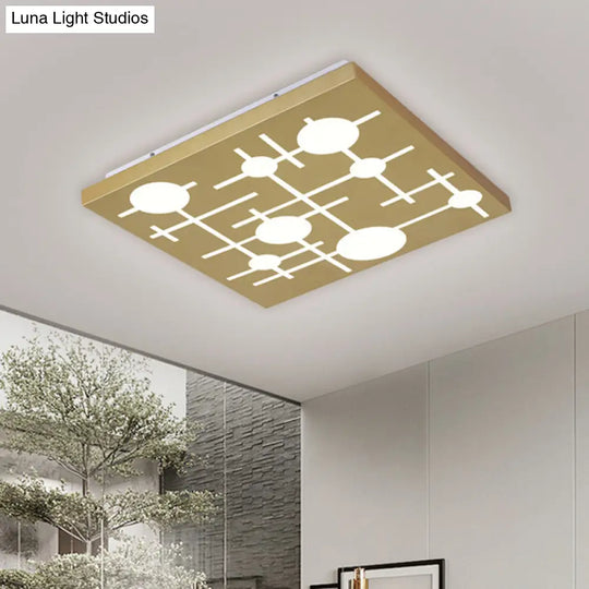 Contemporary Gold Led Flush Mount Ceiling Fixture With Acrylic Pattern And Warm/White Light