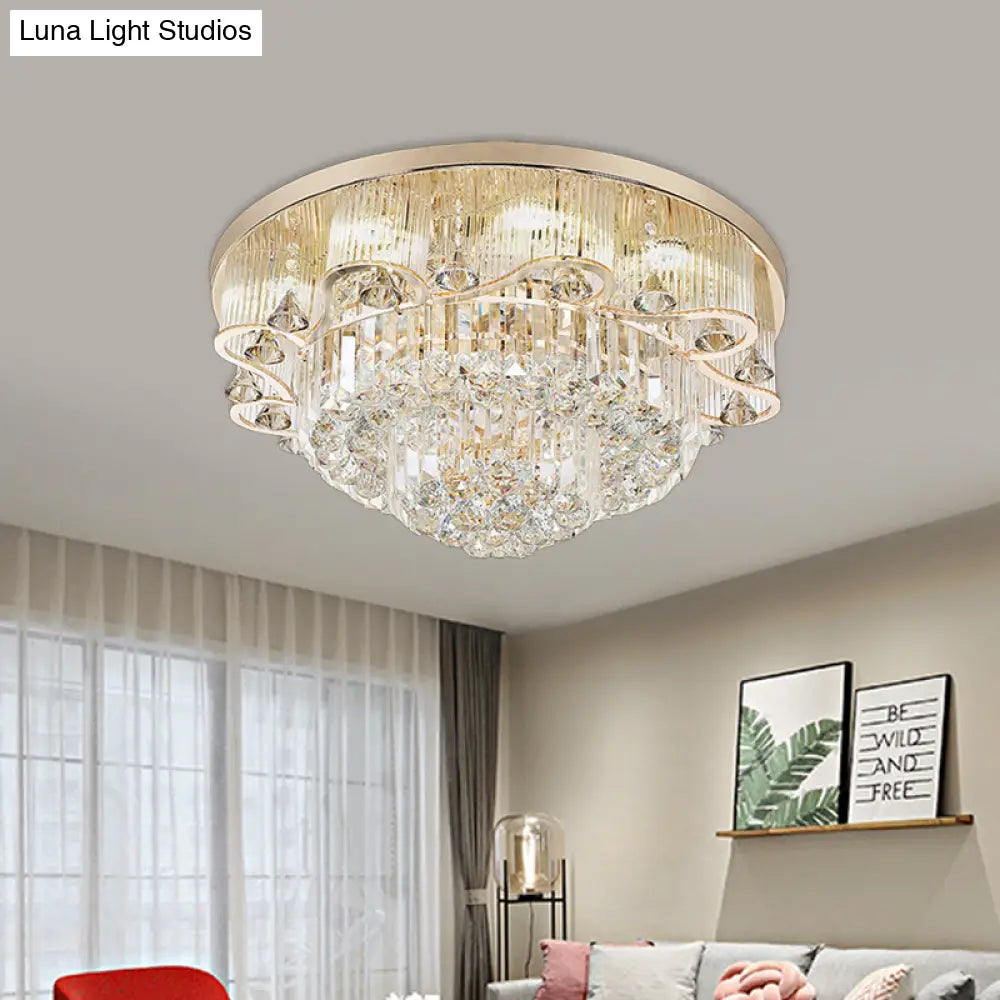 Contemporary Gold Led Flush Mount Ceiling Light With Scalloped Tiers - 4 - Light For Dining Hall
