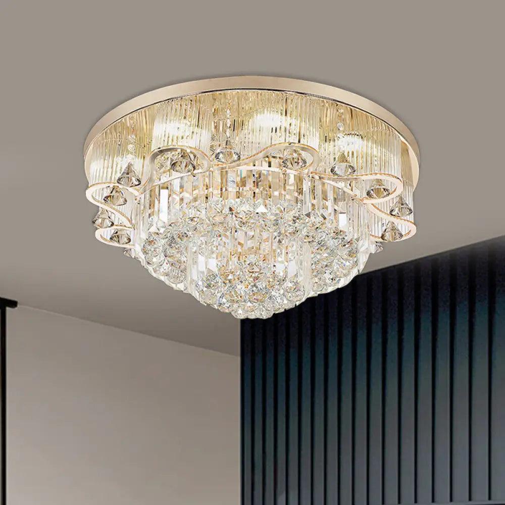 Contemporary Gold Led Flush Mount Ceiling Light With Scalloped Tiers - 4 - Light For Dining Hall