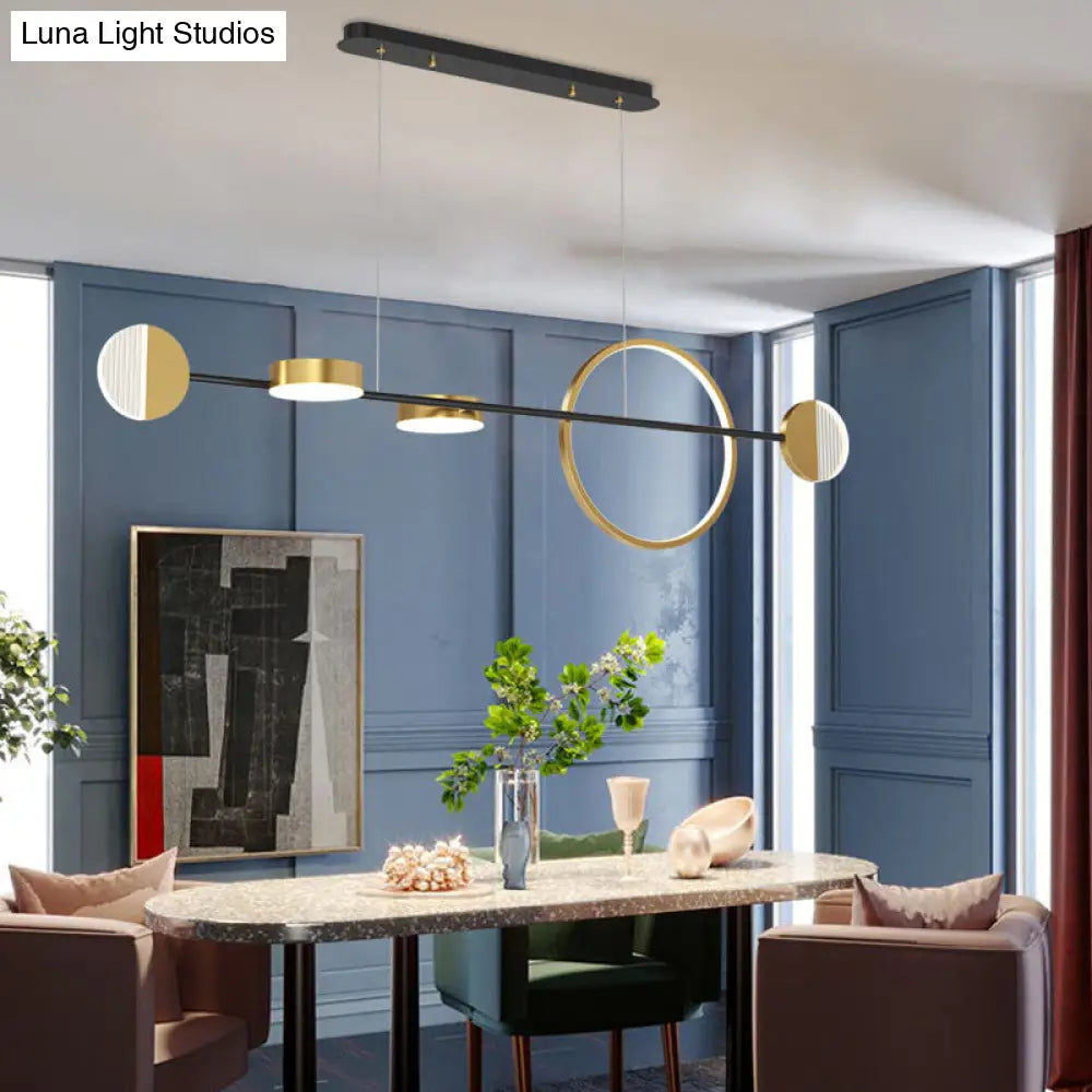 Contemporary Gold Led Pendant Light For Dining Room - Circle Metal Island Ceiling Lighting