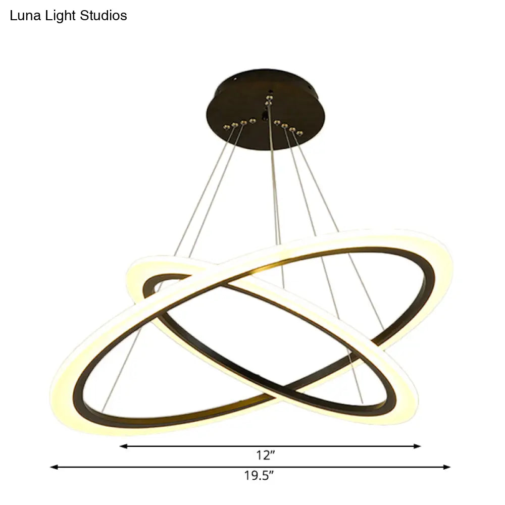 Contemporary Gold Led Ring Pendant Chandelier With Acrylic Lights In White/Warm Light