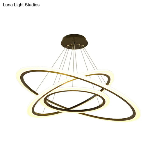 Contemporary Gold Led Ring Pendant Chandelier With Acrylic Lights In White/Warm Light