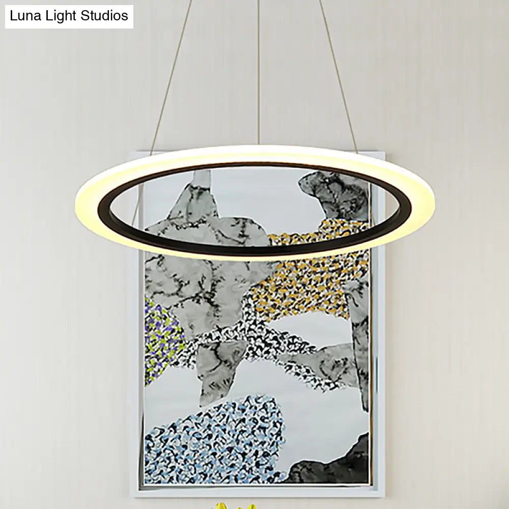 Contemporary Gold Led Ring Pendant Chandelier With Acrylic Lights In White/Warm Light