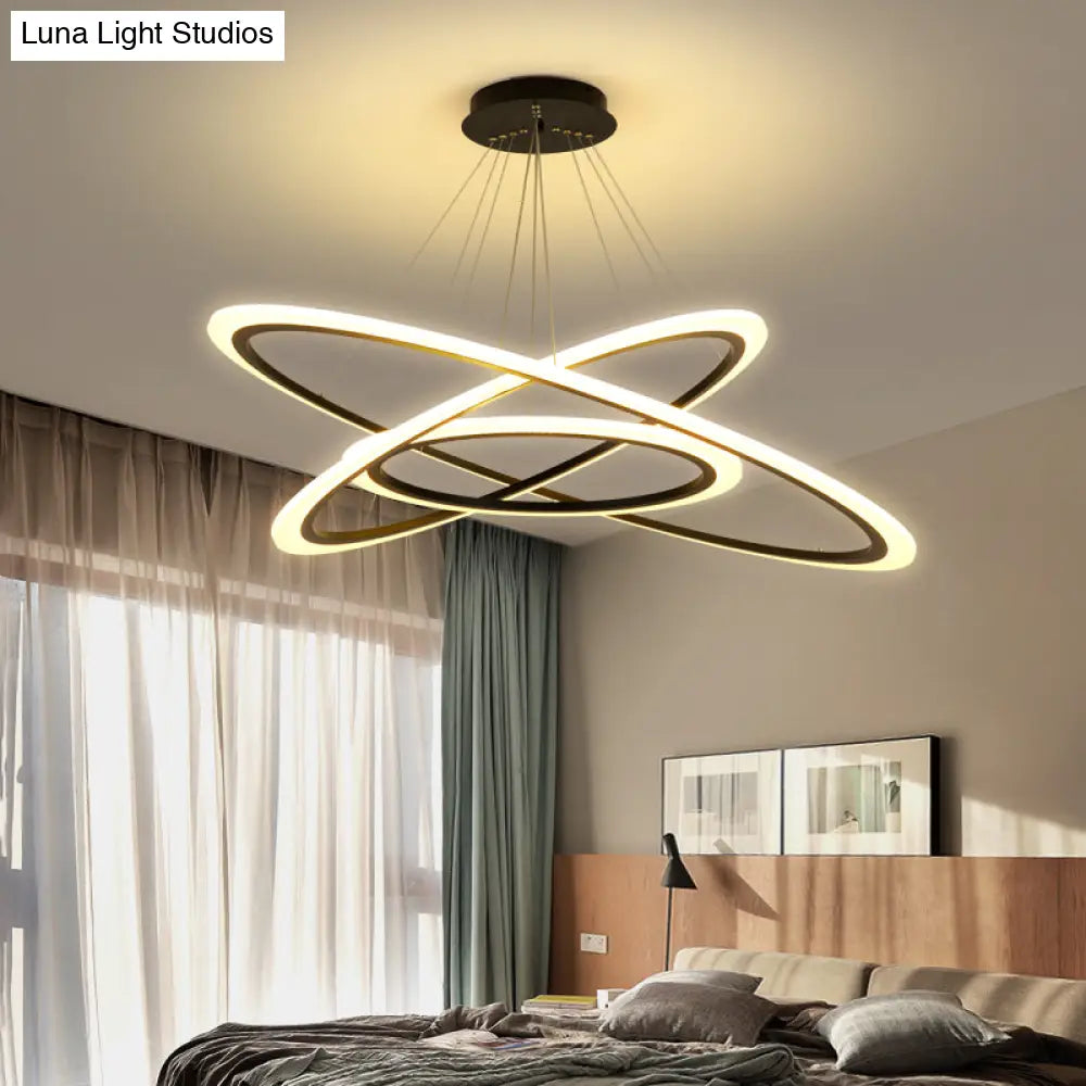 Contemporary Gold Led Ring Pendant Chandelier With Acrylic Lights In White/Warm Light