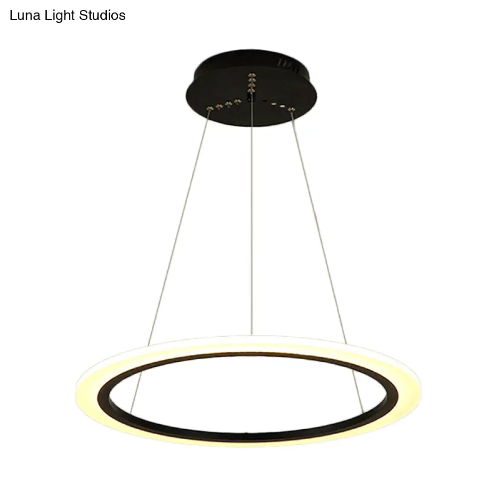 Contemporary Gold Led Ring Pendant Chandelier With Acrylic Lights In White/Warm Light