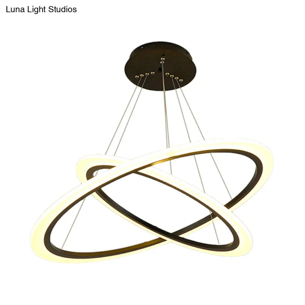 Contemporary Gold Led Ring Pendant Chandelier With Acrylic Lights In White/Warm Light