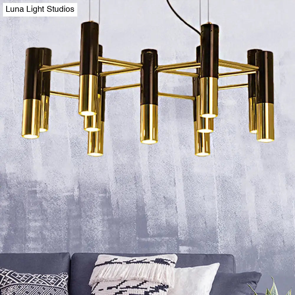 Contemporary Metal Tube Chandelier - Gold Led Pendant Light With 11/22 Lights In Warm Glow 11 /