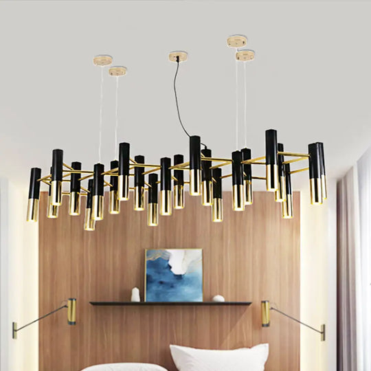 Contemporary Gold Led Tube Chandelier: 11/22 Lights Warm Pendant Light Fixture 22 /