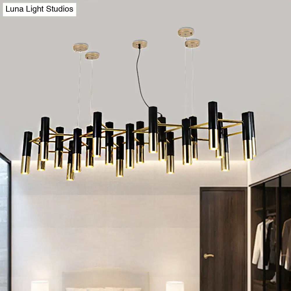 Contemporary Gold Led Tube Chandelier: 11/22 Lights Warm Pendant Light Fixture