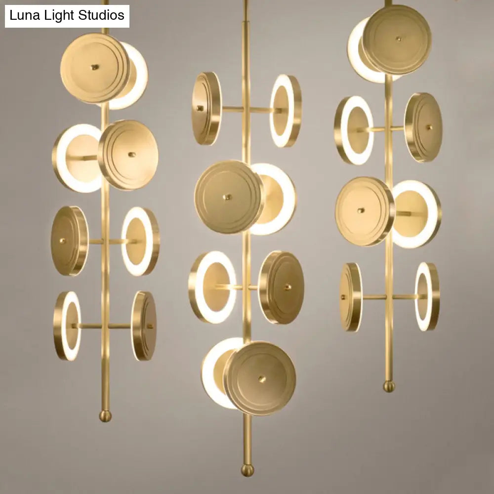 Contemporary Gold Metal Led Chandelier For Dining Room