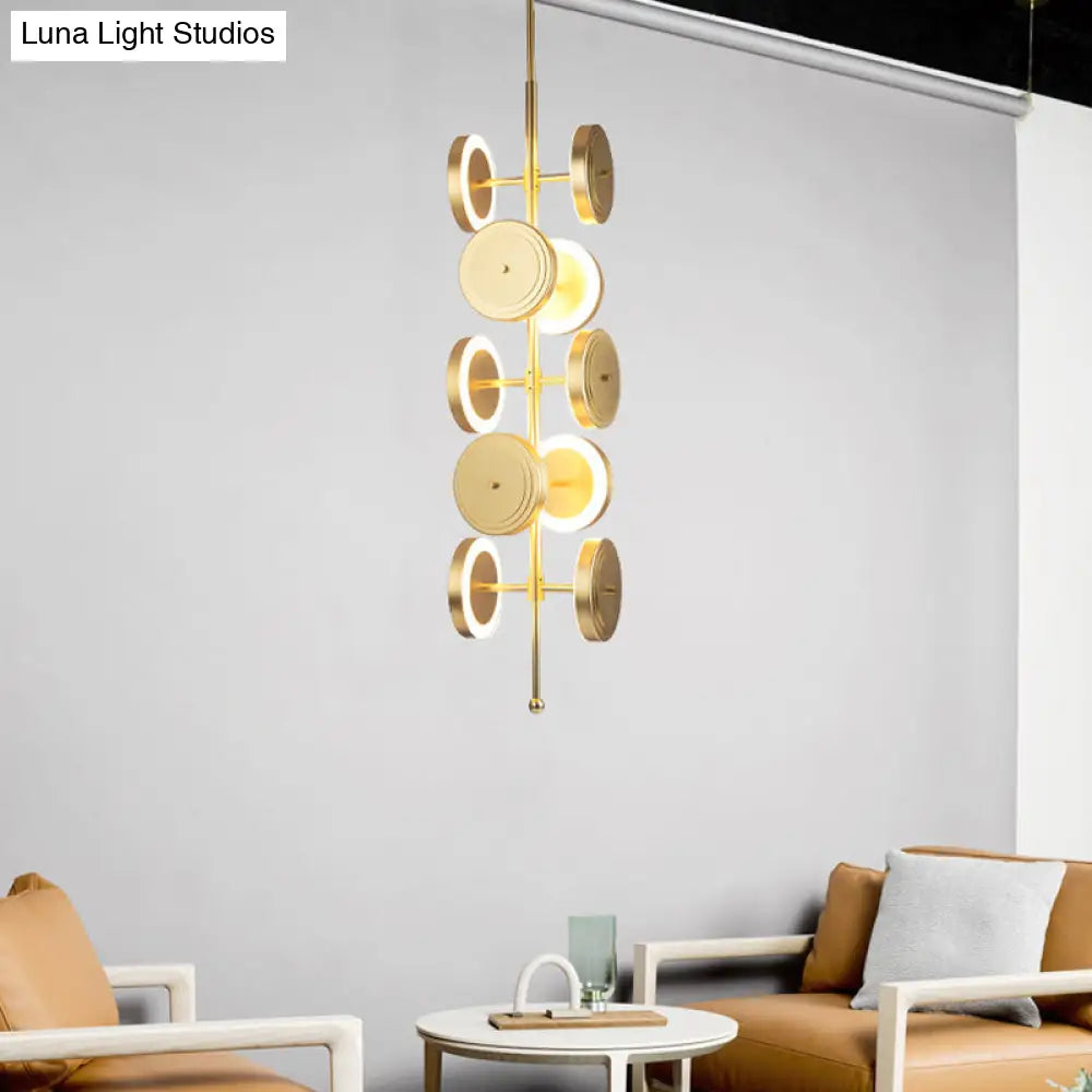 Contemporary Gold Metal Led Chandelier For Dining Room