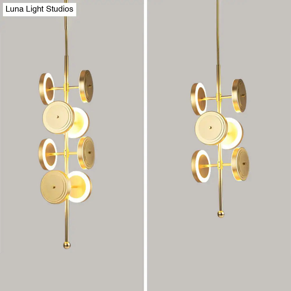 Contemporary Gold Metal Led Chandelier For Dining Room