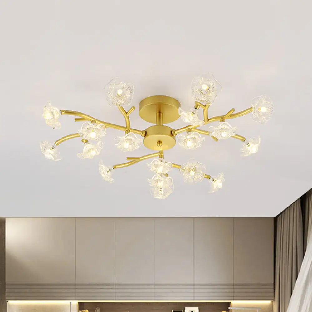 Contemporary Gold Metallic Blossom Branch Ceiling Lamp For Dining Room 18 /