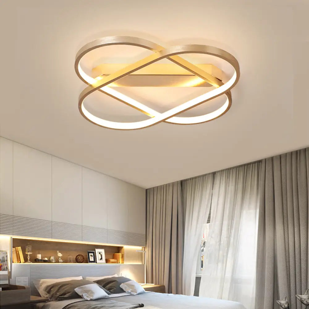 Contemporary Gold Oval Led Ceiling Light For Bedroom - Warm/White 19.5’/23.5’ Wide / 19.5’ White