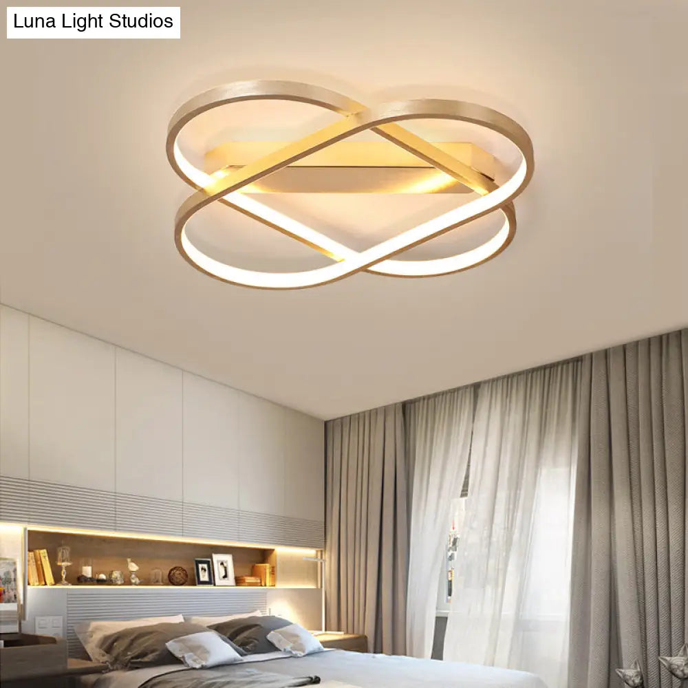 Contemporary Gold Oval Led Ceiling Light For Bedroom - Warm/White 19.5/23.5 Wide / 19.5 White