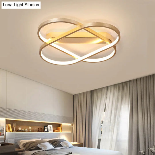 Contemporary Gold Oval Led Ceiling Light For Bedroom - Warm/White 19.5/23.5 Wide / 19.5 White