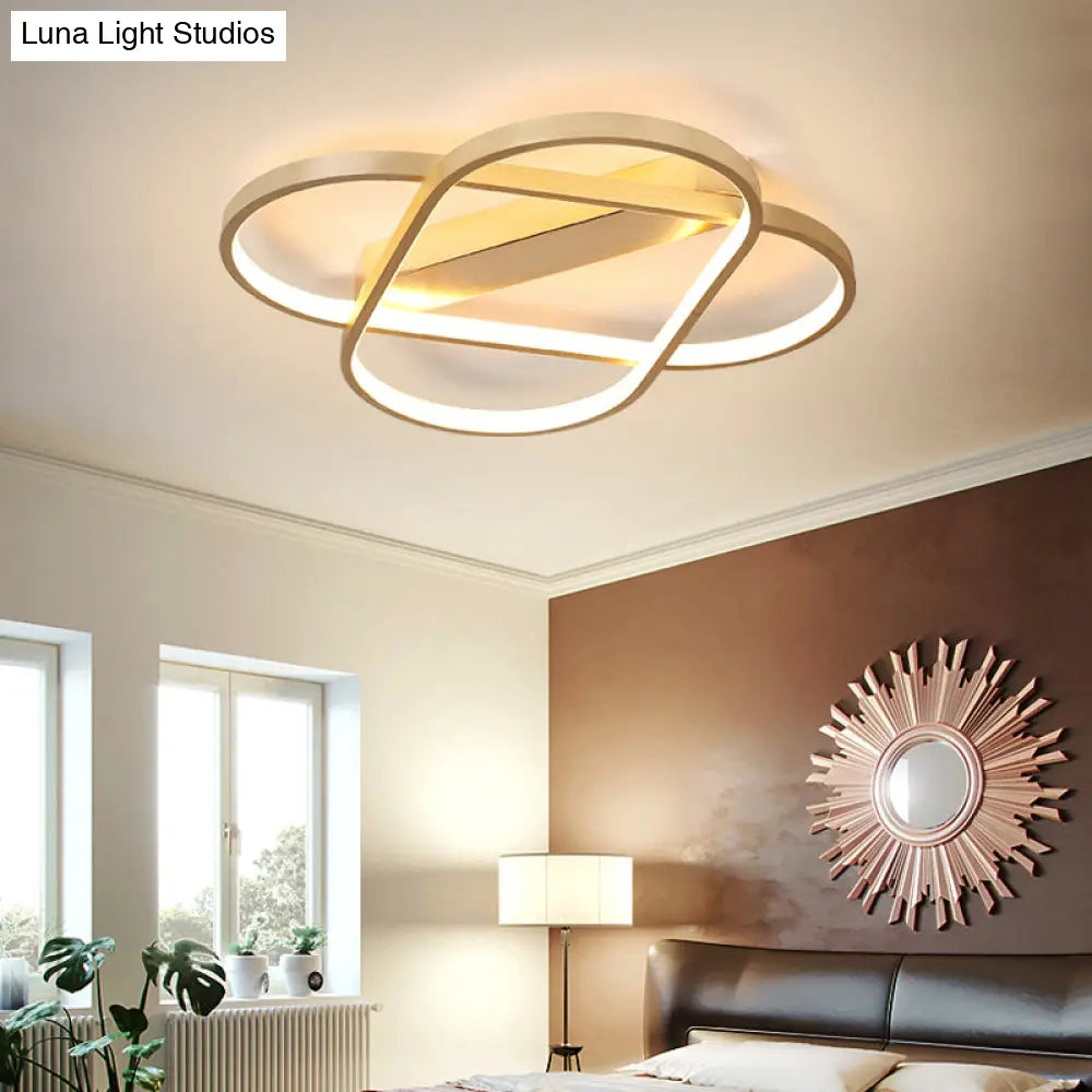 Contemporary Gold Oval Led Ceiling Light For Bedroom - Warm/White 19.5’/23.5’ Wide