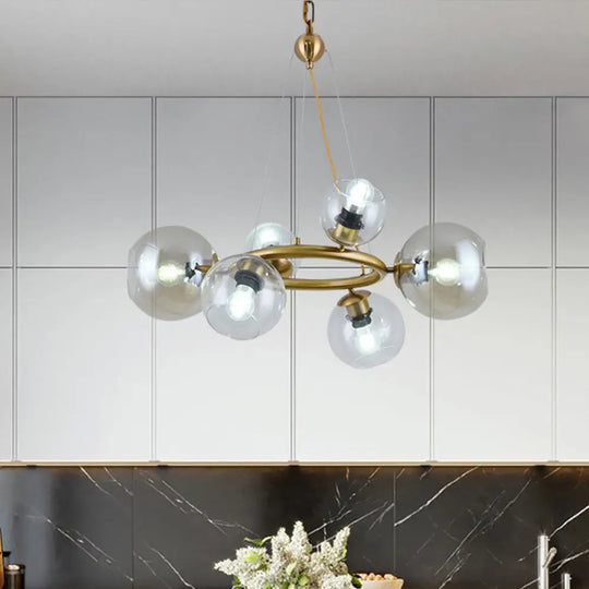 Contemporary Gold Pendant Chandelier - Clear Glass 6/9 Heads 6 /