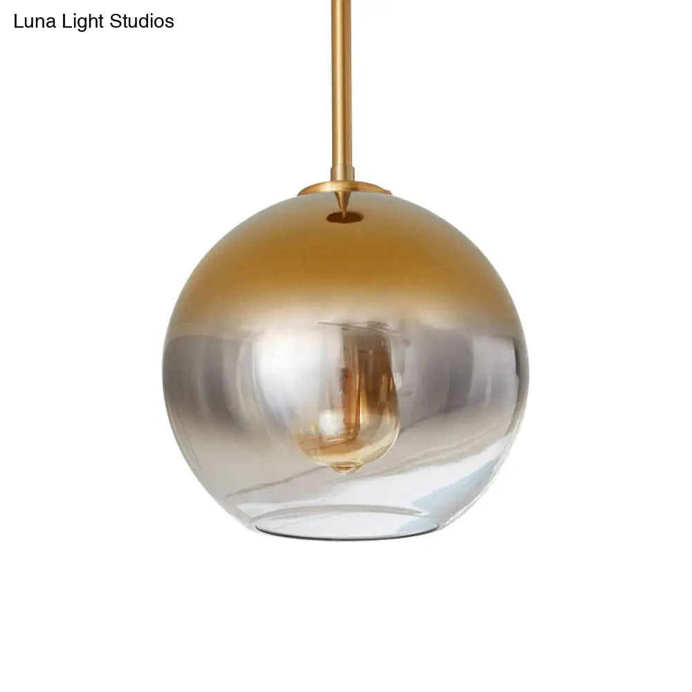 Contemporary Gold Pendant Light Fixture For Bedroom - Fading Glass Globe Design