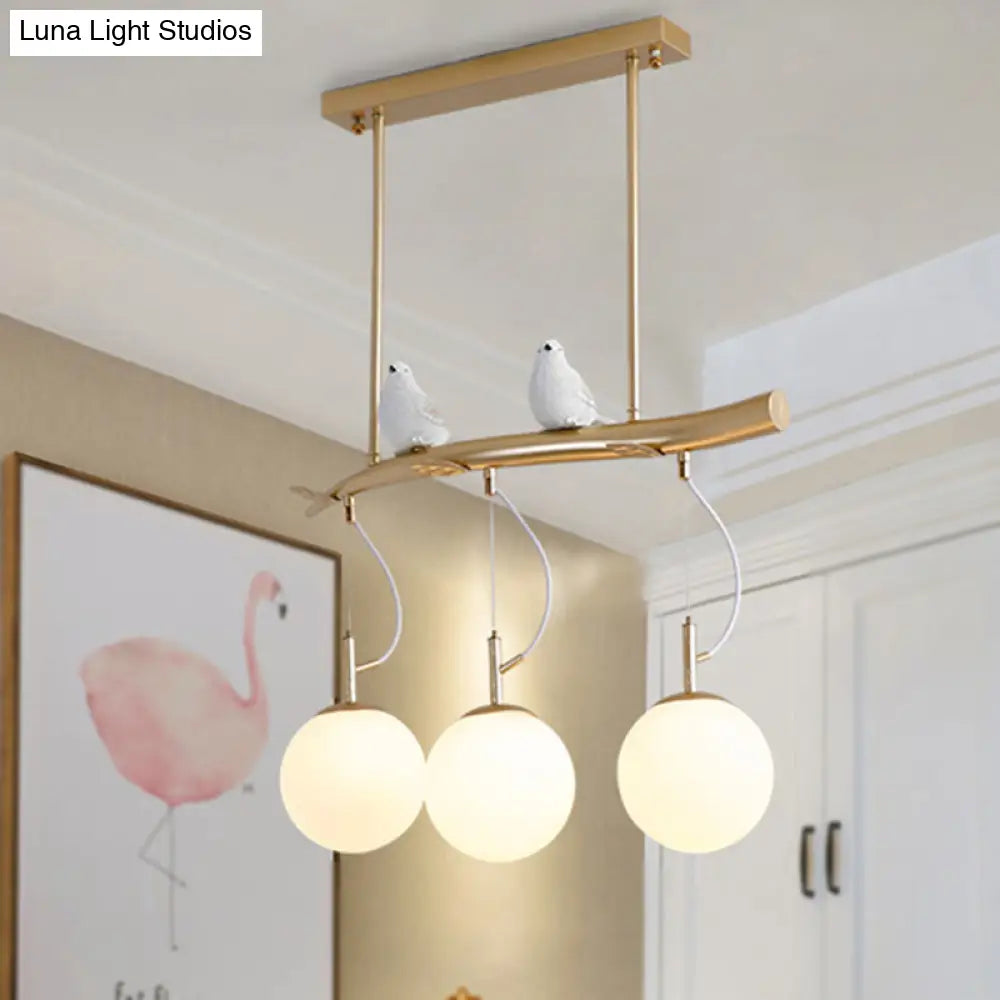 Contemporary Gold Plant-Shaped Pendant Light With Opal Glass And Frosted - Ideal For Hotels