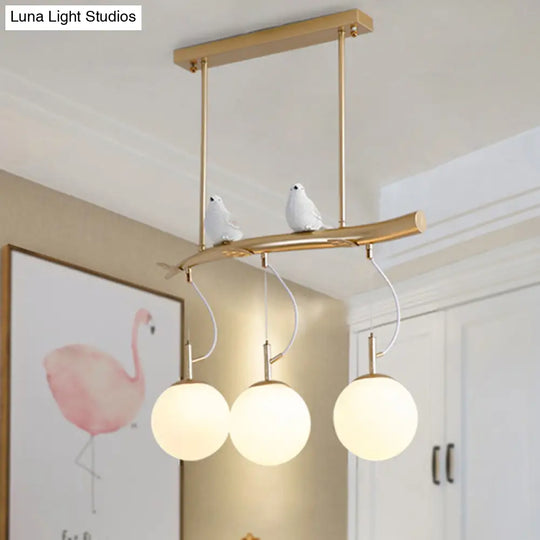 Contemporary Gold Plant-Shaped Pendant Light With Opal Glass And Frosted - Ideal For Hotels