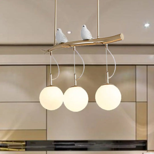 Contemporary Gold Plant-Shaped Pendant Light With Opal Glass And Frosted - Ideal For Hotels 3 /