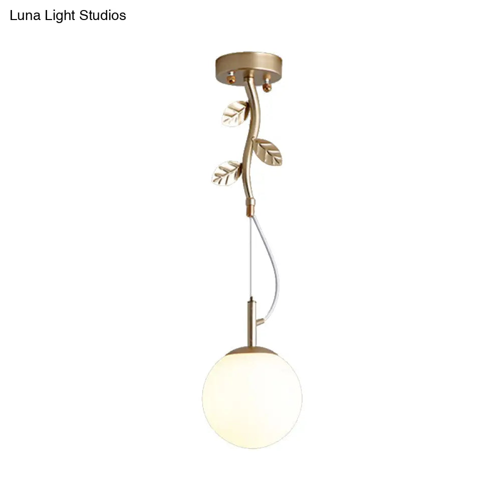 Contemporary Gold Plant-Shaped Pendant Light With Opal Glass And Frosted - Ideal For Hotels