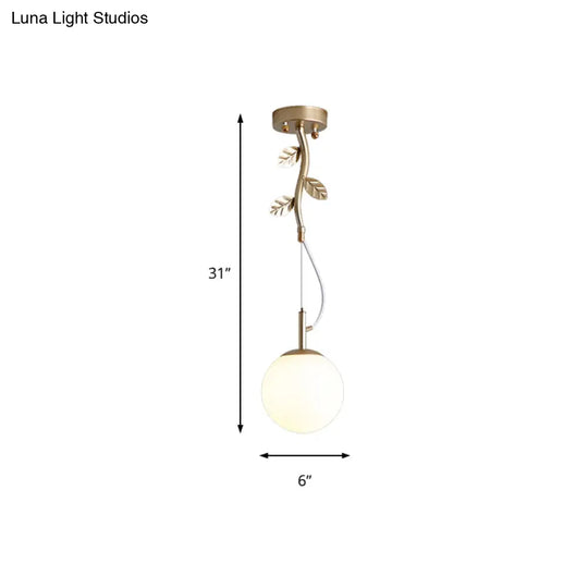 Contemporary Gold Plant-Shaped Pendant Light With Opal Glass And Frosted - Ideal For Hotels