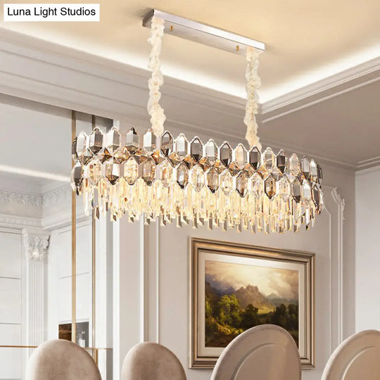 Contemporary Gold Plated K9 Crystal Chandelier For Living Room - Dark Tan Geometric Design