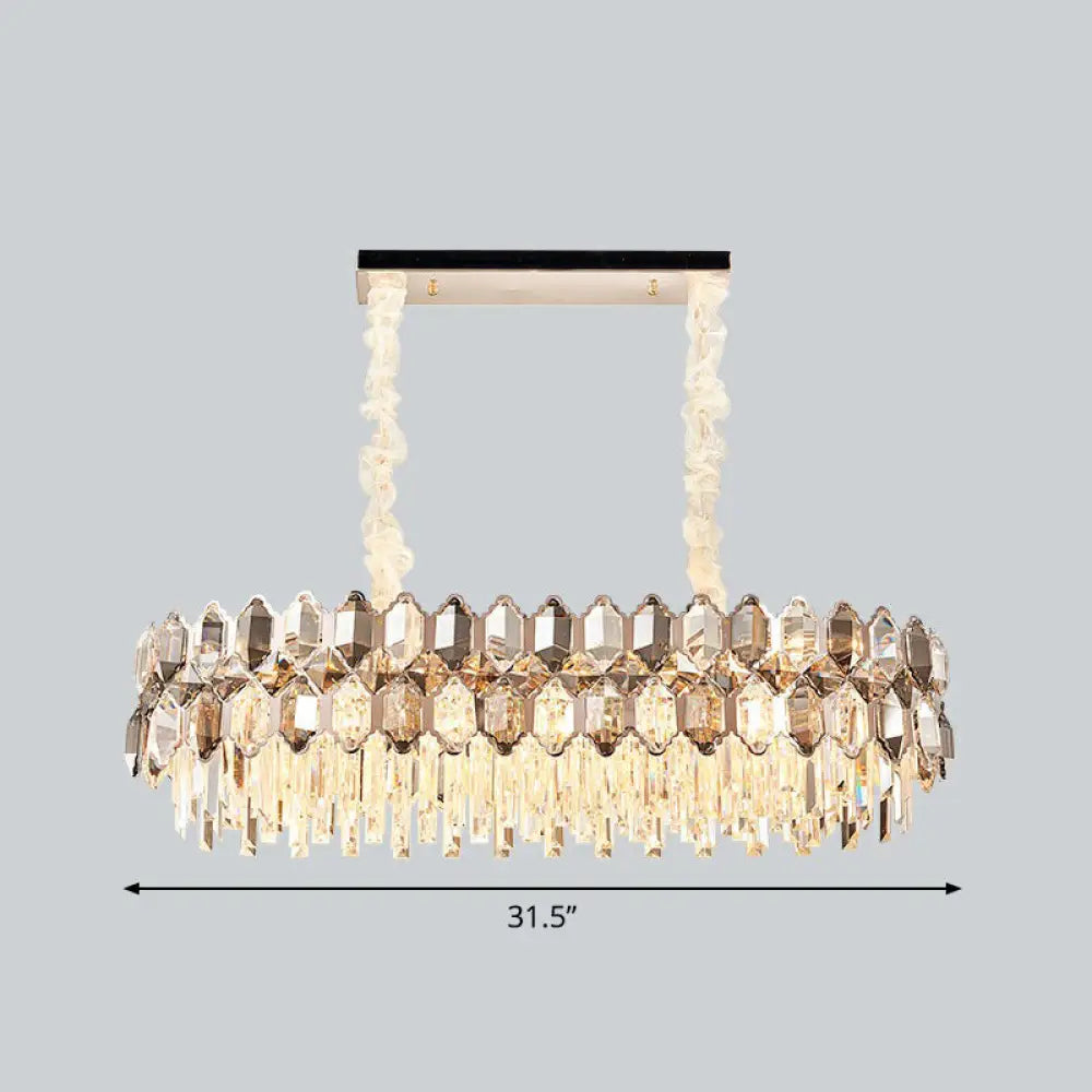 Contemporary Gold Plated K9 Crystal Chandelier For Living Room - Dark Tan Geometric Design Deep /