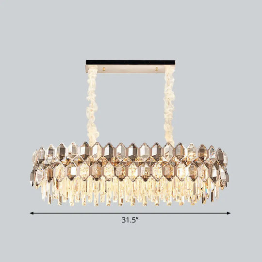 Contemporary Gold Plated K9 Crystal Chandelier For Living Room - Dark Tan Geometric Design Deep /