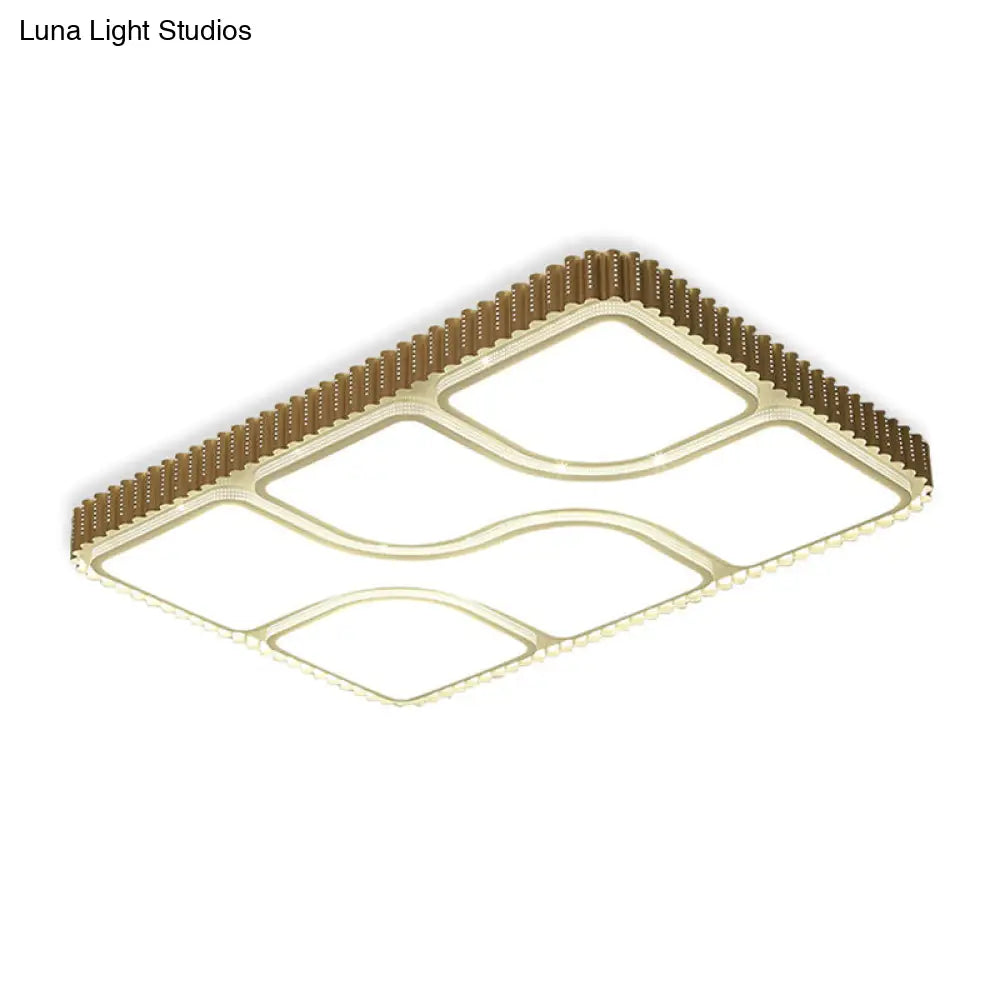 Contemporary Gold Rectangular Led Flushmount Ceiling Light For Living Room - White/Warm