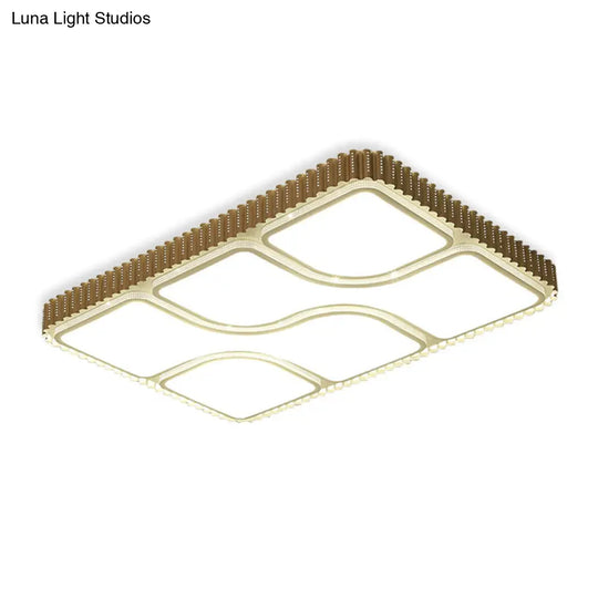 Contemporary Gold Rectangular Led Flushmount Ceiling Light For Living Room - White/Warm