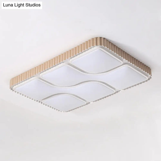 Contemporary Gold Rectangular Led Flushmount Ceiling Light For Living Room - White/Warm