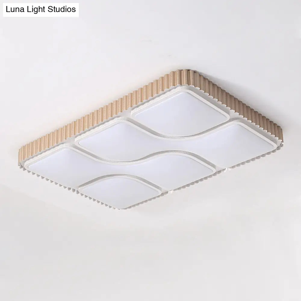 Contemporary Gold Rectangular Led Flushmount Ceiling Light For Living Room - White/Warm