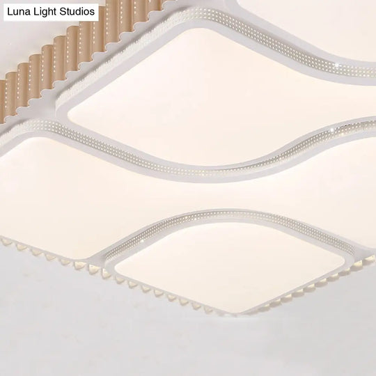 Contemporary Gold Rectangular Led Flushmount Ceiling Light For Living Room - White/Warm