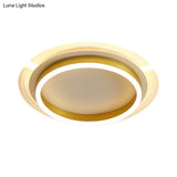 Contemporary Gold Round Led Flush Ceiling Light With Acrylic Shade - 16’/19.5’ Width