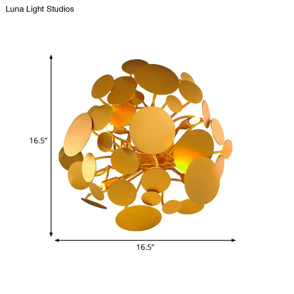 Contemporary Gold Steel Wall Sconce Lighting - 4-Bulb Circular Design For Living Rooms