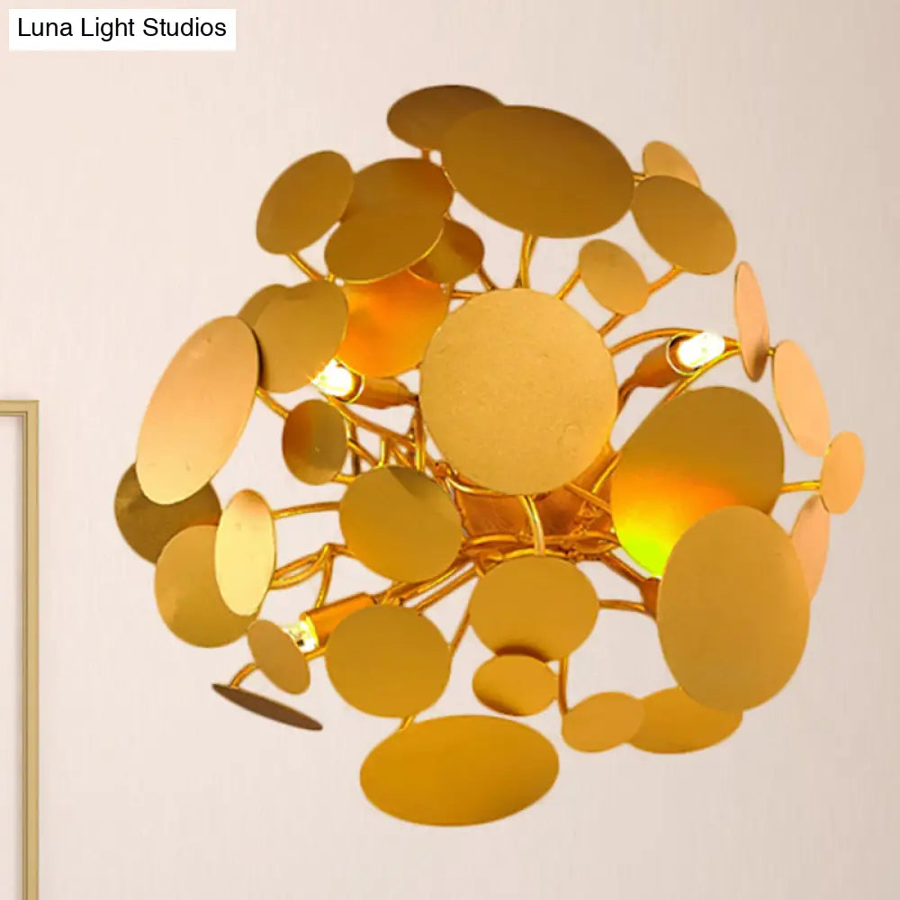 Contemporary Gold Steel Wall Sconce Lighting - 4-Bulb Circular Design For Living Rooms