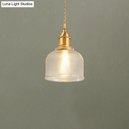 Contemporary Gold Suspension Pendant With Glass Dome For Bedroom Ceiling Lighting