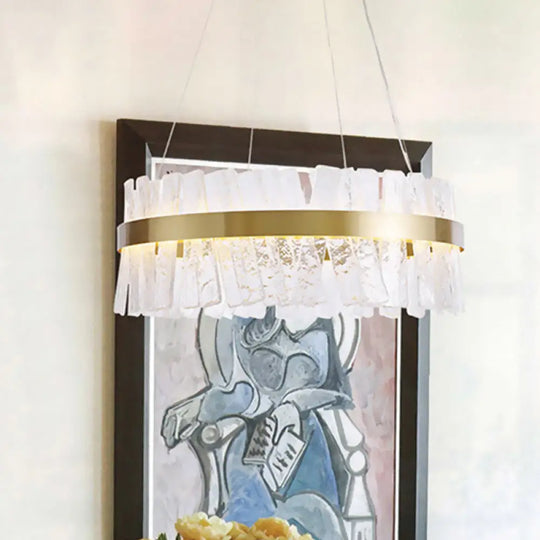 Contemporary Gold Textured Crystal Led Chandelier Pendant Light For Table